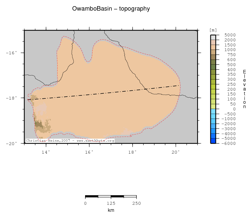 Owambo Basin location map