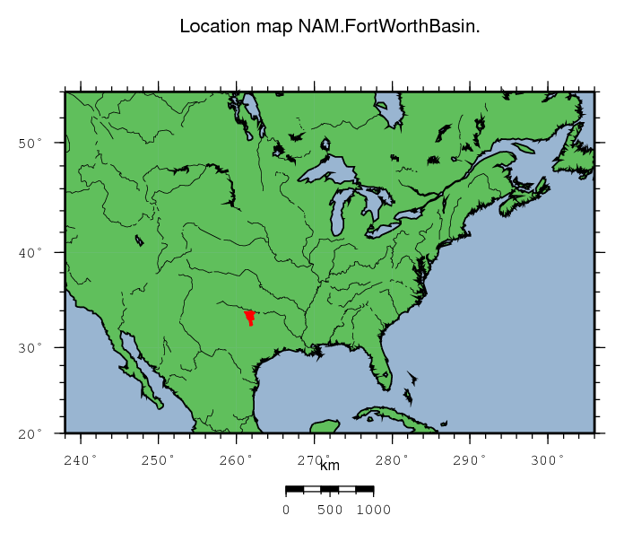 Fort Worth Basin location map
