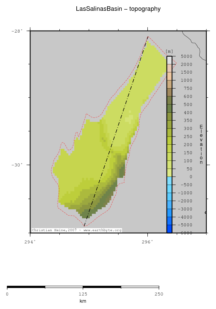 Las Salinas Basin location map